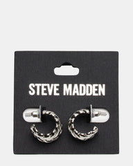 WOVEN HUGGIE EARRINGS SILVER