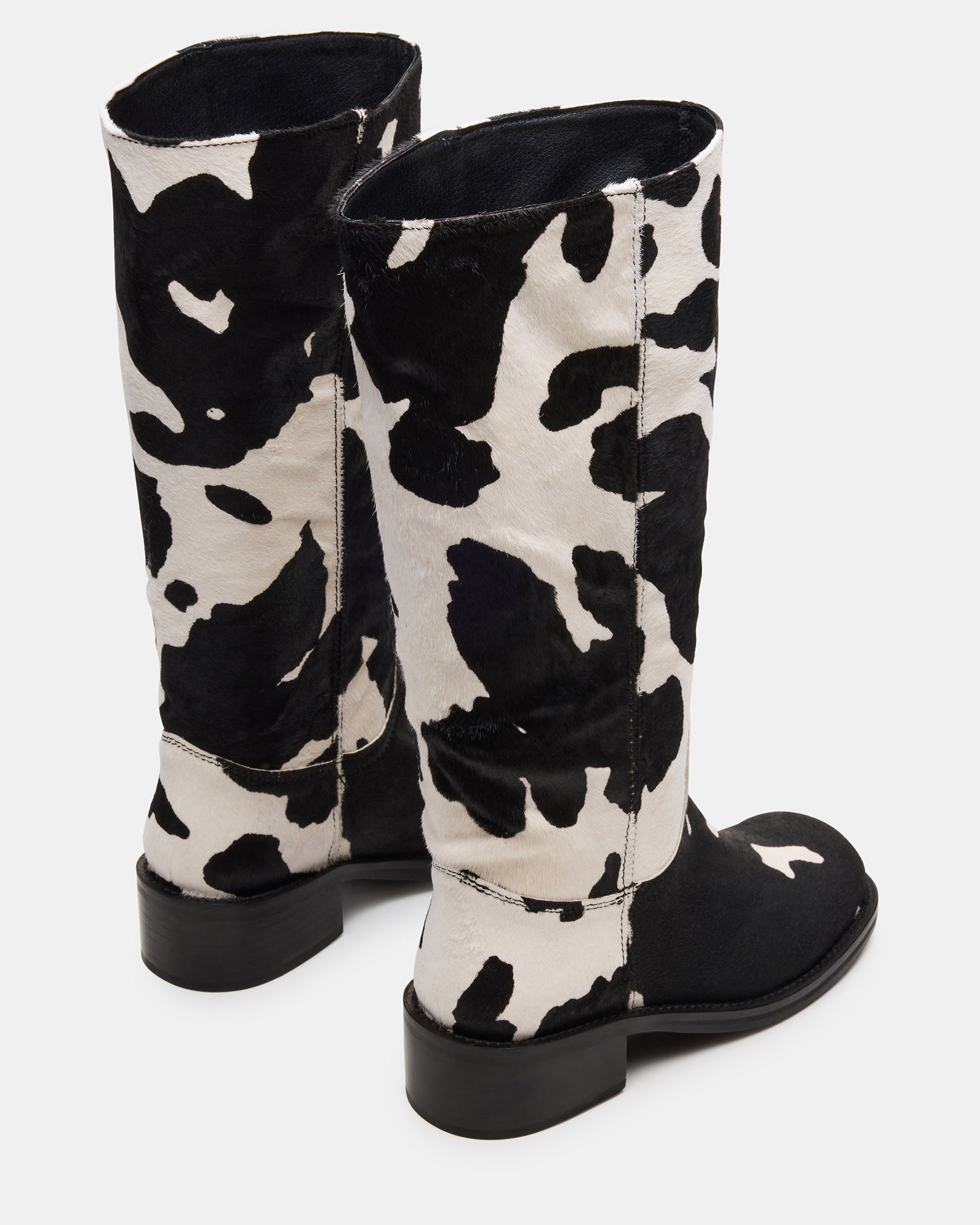 RIGGS BLACK COW PRINT WIDE CALF