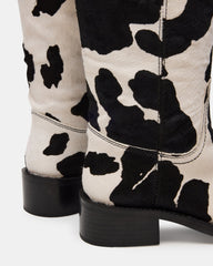 RIGGS BLACK COW PRINT WIDE CALF